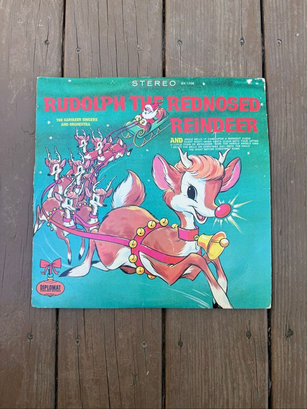 Vintage 1970s Rudolph The Red Nosed Reindeer Vinyl Record Christmas Kitschy MCM